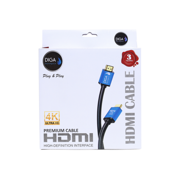 DIGA HDMI Cable – 20 Meter, Ultra HD 4K, High-Speed Transmission, Compatible with TV, Projector, Gaming Console & Laptop – 3 Year Warranty